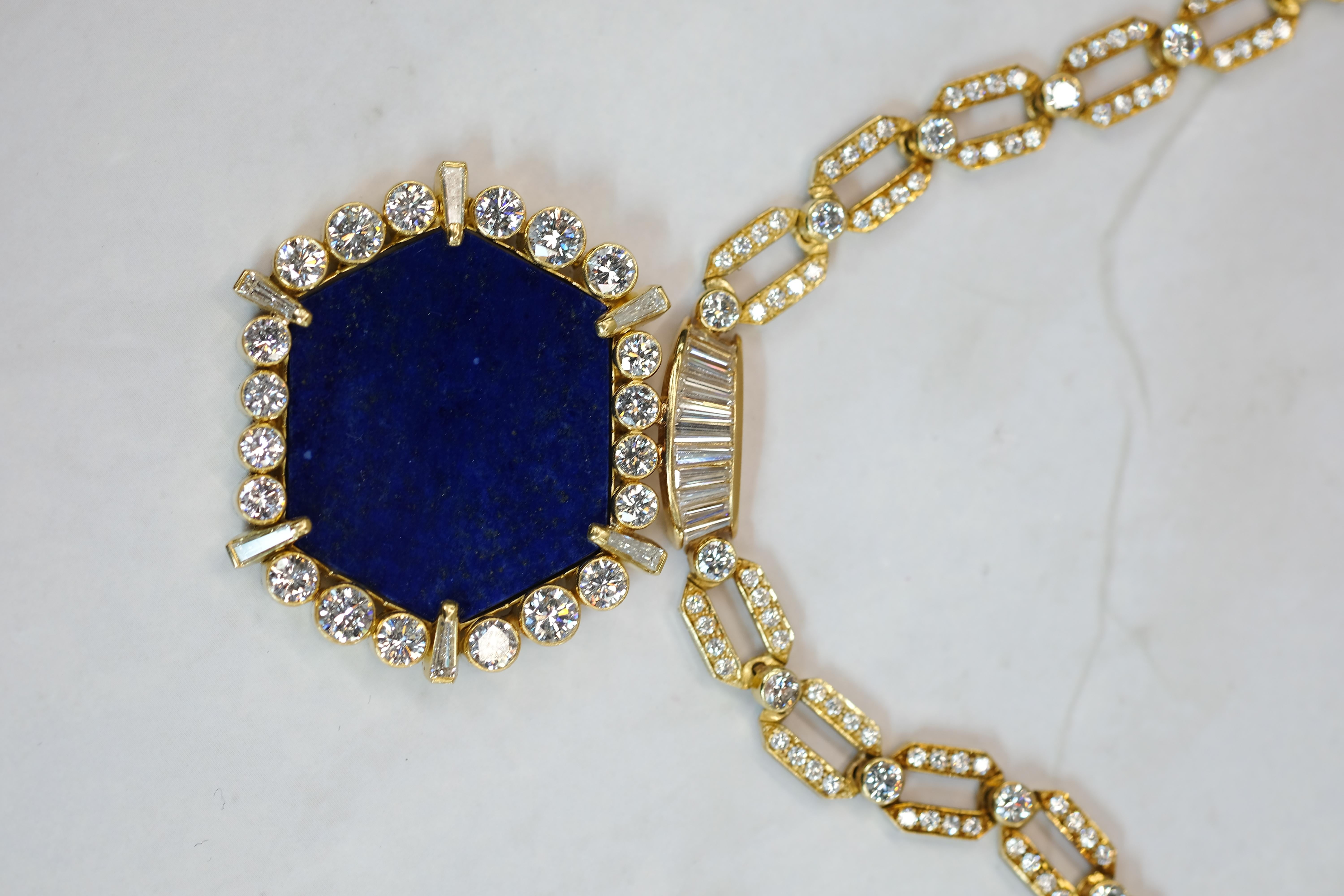 Collana a catena con diamanti e lapis d'epoca in oro giallo 18 carati degli anni '70 in vendita 8