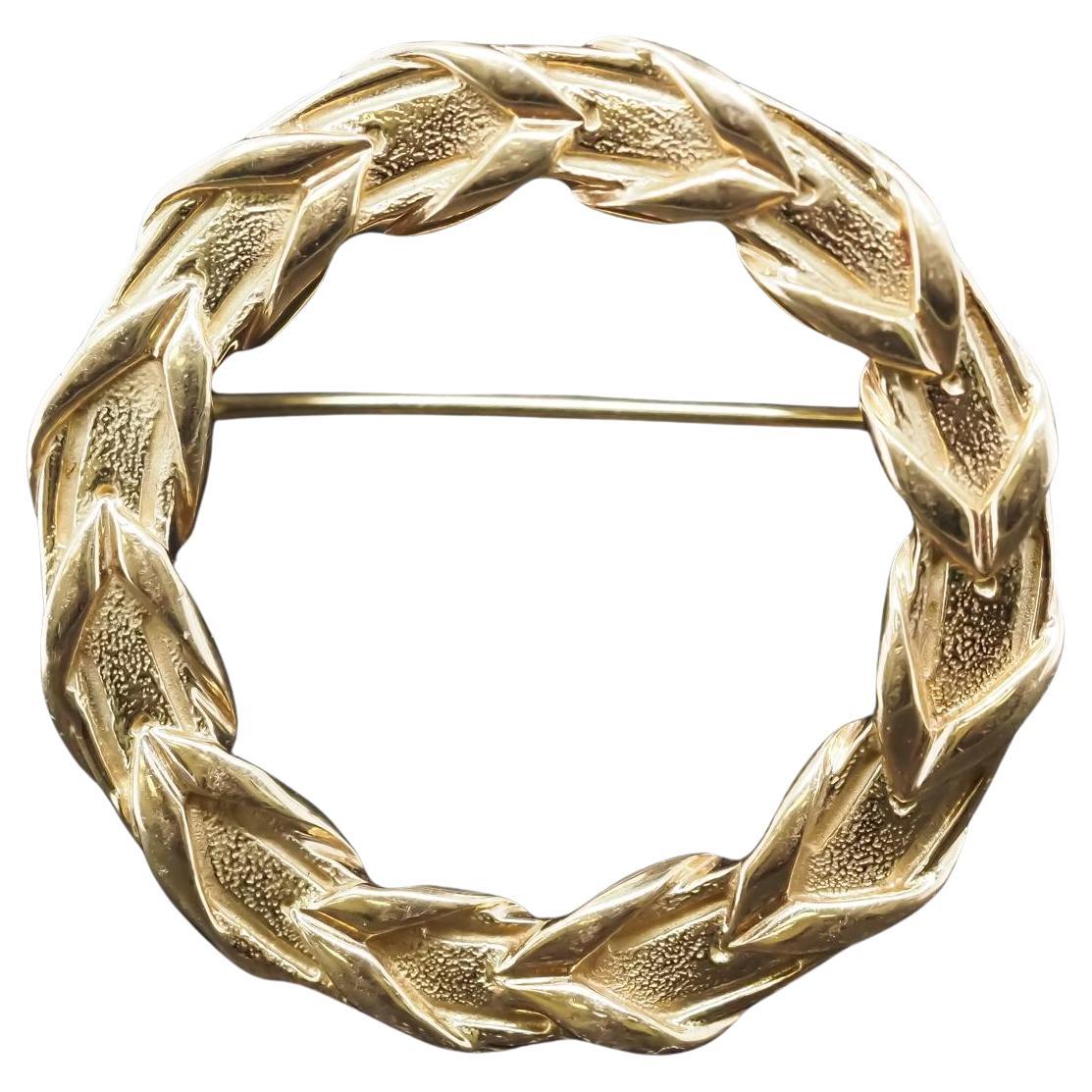 Vintage 18K Yellow Gold 1983 Tiffany & Co. Wreathe Brooch Pin