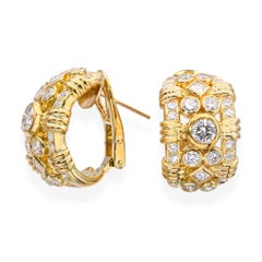 Vintage 18k Yellow Gold 2.00tcw H VS1 Diamond Earrings