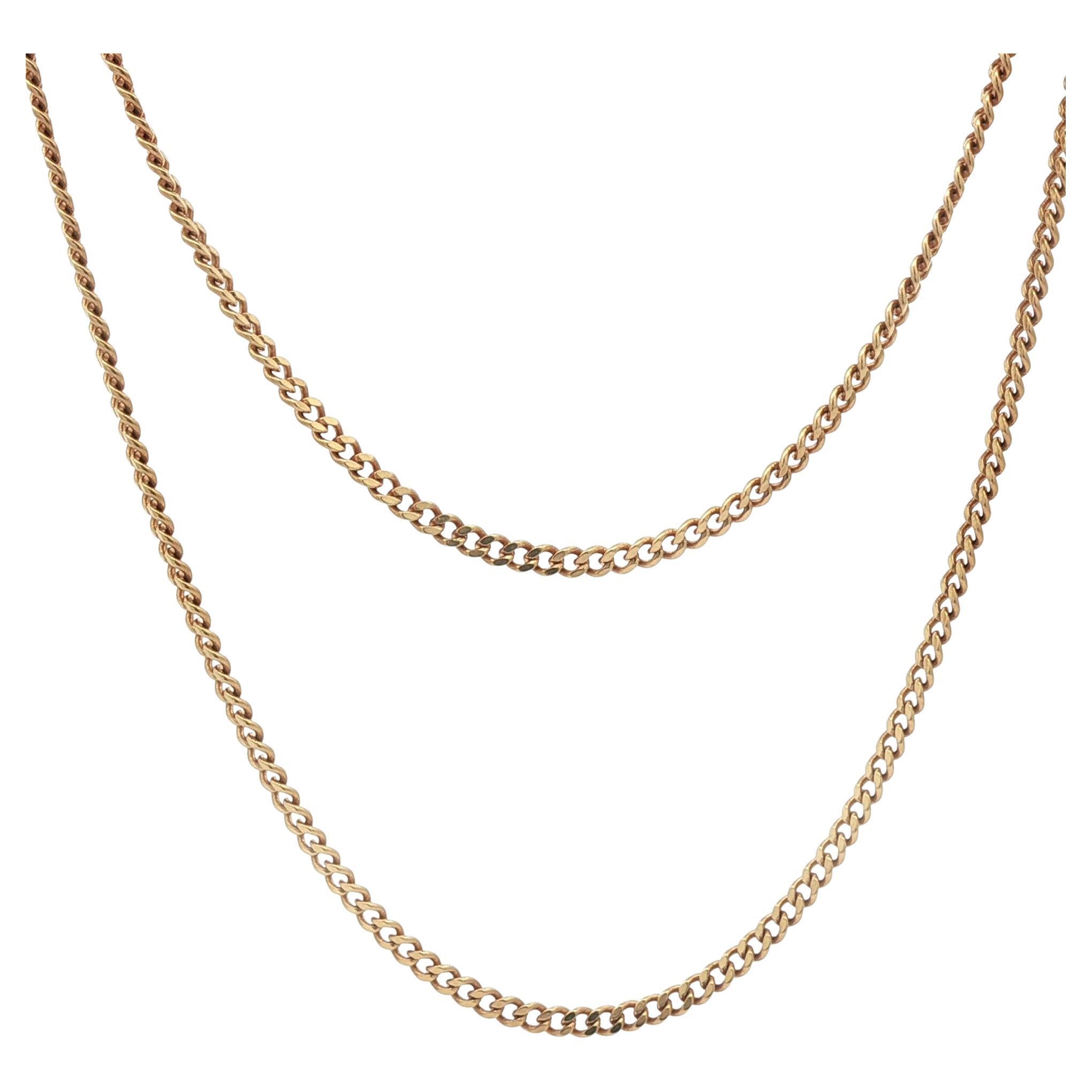 Vintage 18k Yellow Gold 21" Curb Link Chain Necklace w/ Spring Ring Clasp