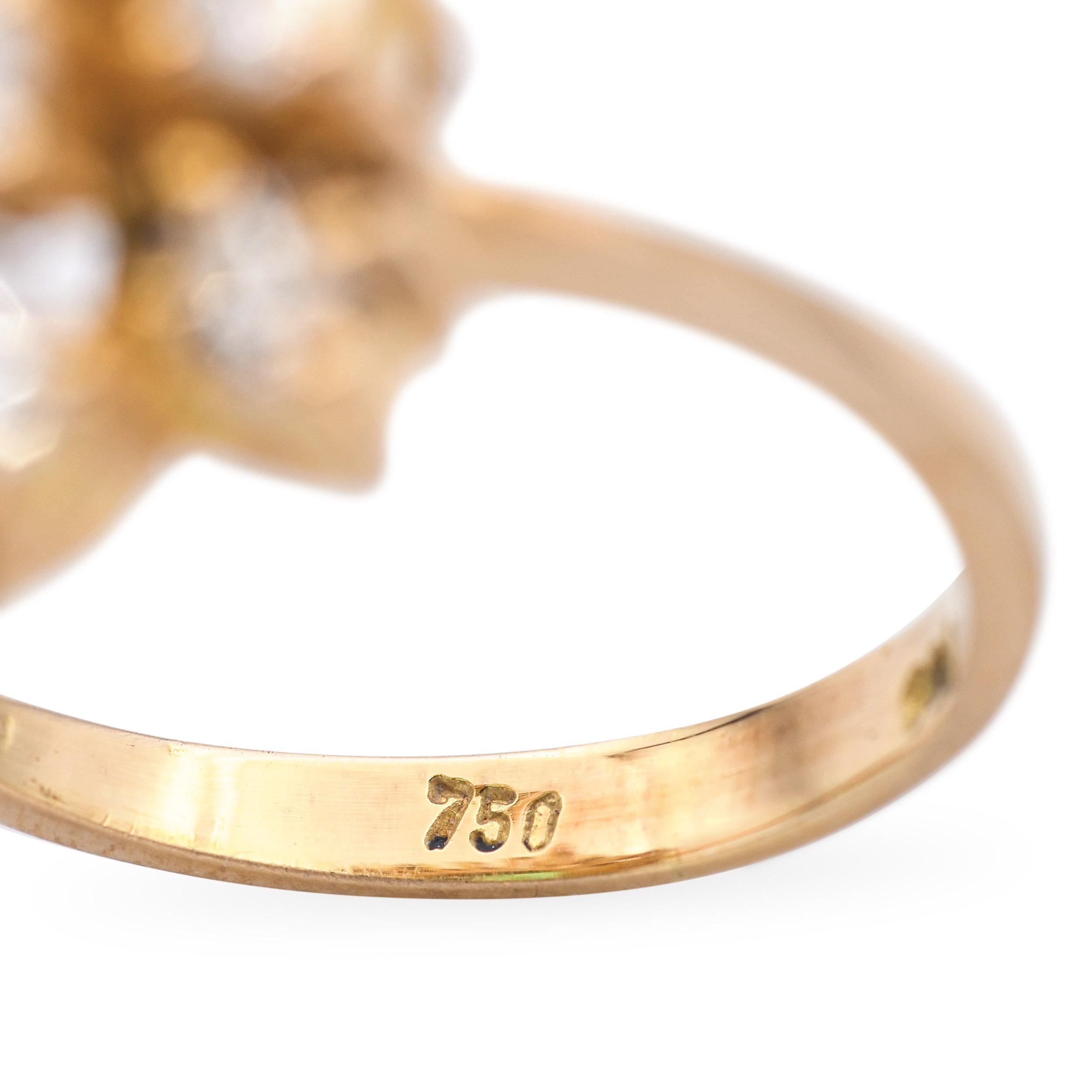 Anello vintage in oro giallo 18k con diamante da 2,15tcw e smeraldo da 2,12ct 1
