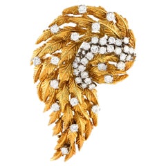 Vintage 18K Yellow Gold 2.40ct Diamond Brooch