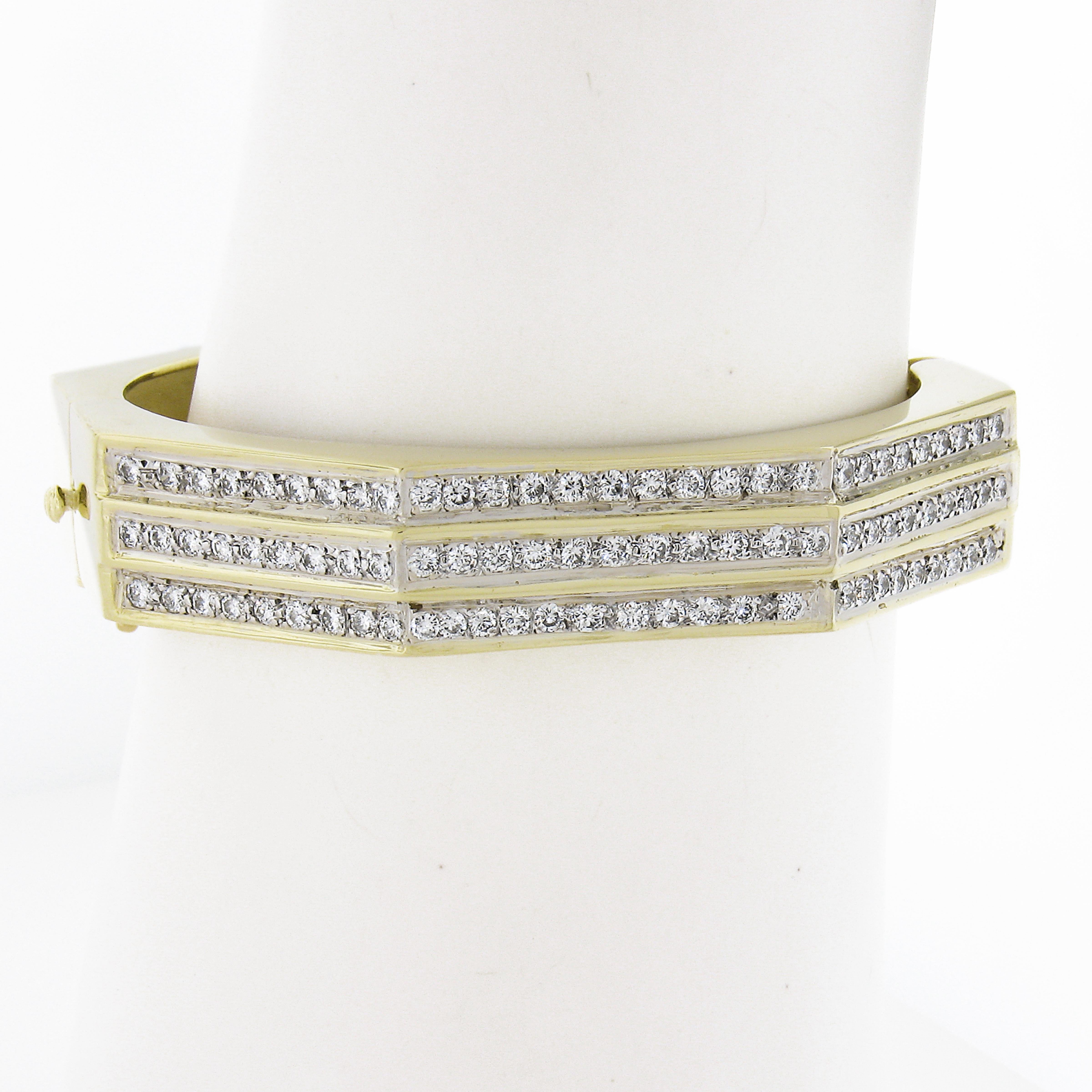 --Pietre: --
(87) Diamanti Nature autentici - Taglio tondo brillante - Incastonati - Colore G/H - Purezza VVS2-SI2 - 2-2,50ctw (circa)

Materiale: Oro giallo massiccio 18k
Peso: 65,55 grammi
Dimensioni: Si adatta comodamente a un polso di 7 pollici