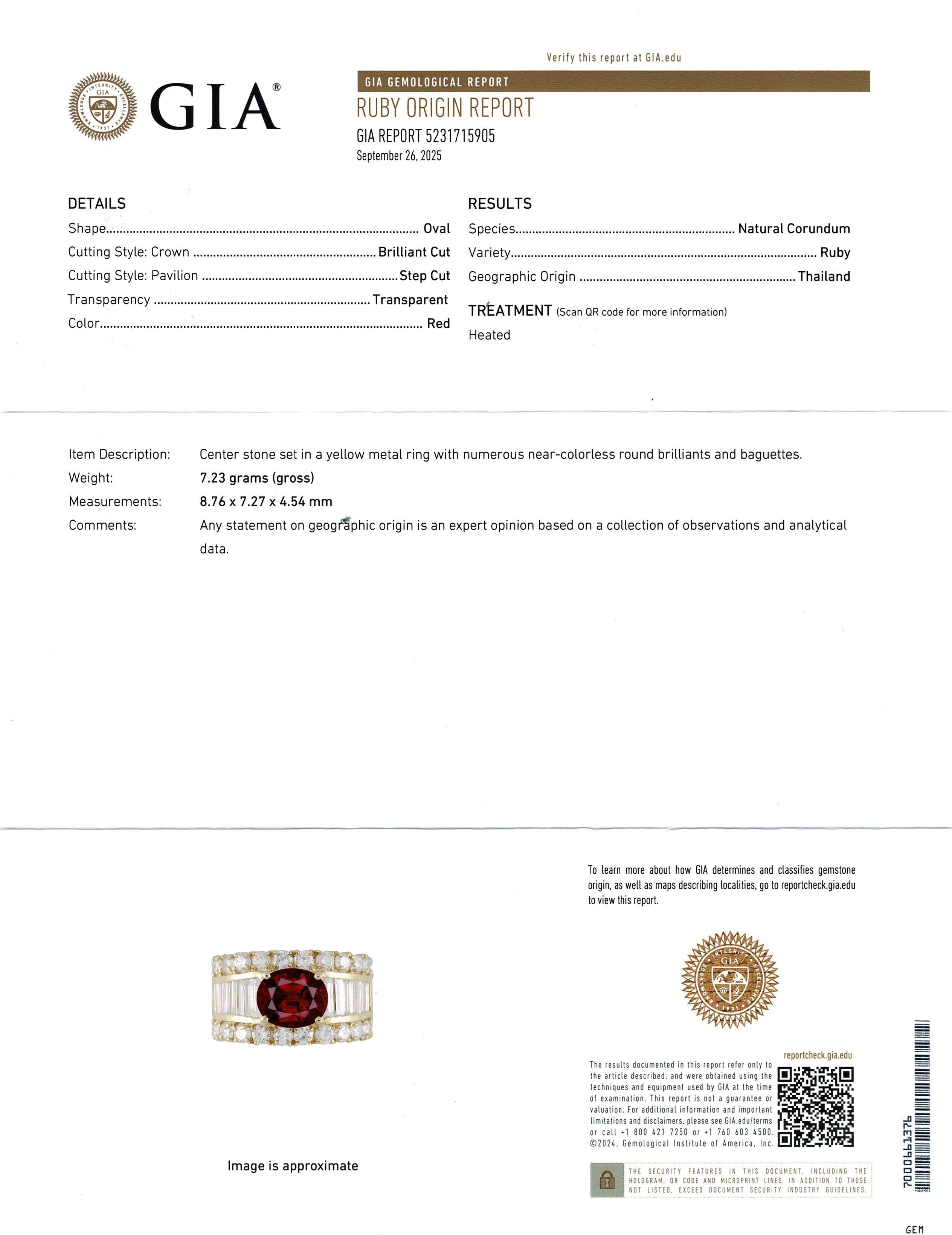 Bague vintage en or jaune 18k avec rubis et diamants de 2,54ct en vente 3