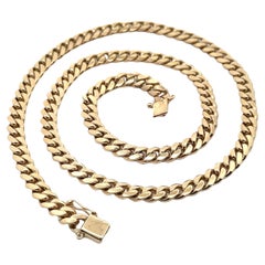 Vintage 18k Yellow Gold 26" 7.6mm Wide Miami Cuban Curb Link Necklace