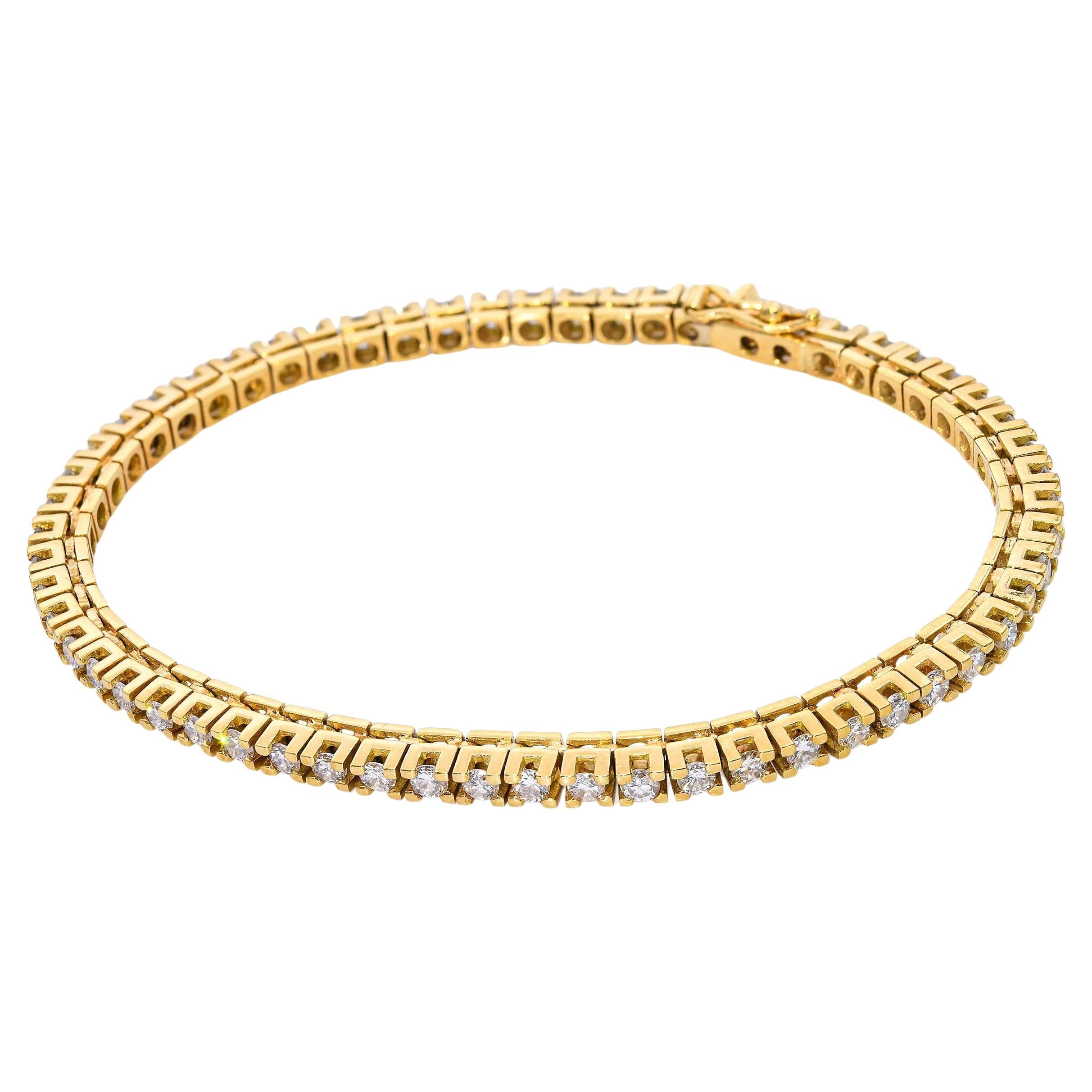 Vintage 18k Yellow Gold 2.9tcw Diamond Tennis Bracelet