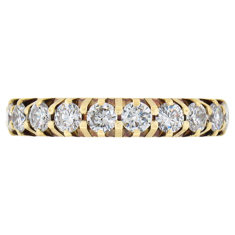NEW 18k Gold 0.63ct Milgrain Bezel Round Diamond 5 Stone Stack Wedding ...
