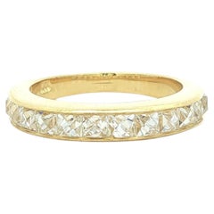 Vintage 18k Yellow Gold 2ctw French Cut Channel Set Diamond Stack Band Ring