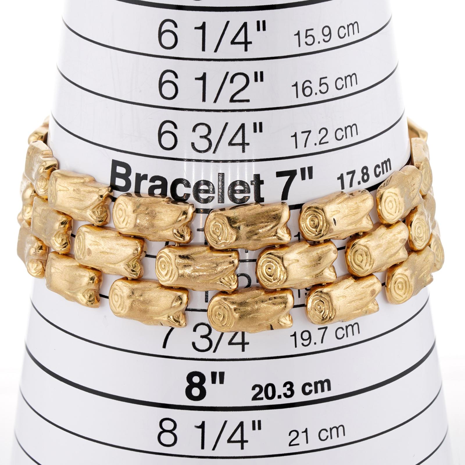 Vintage 18k Yellow Gold 3-Row Link Bracelet Unisexe en vente