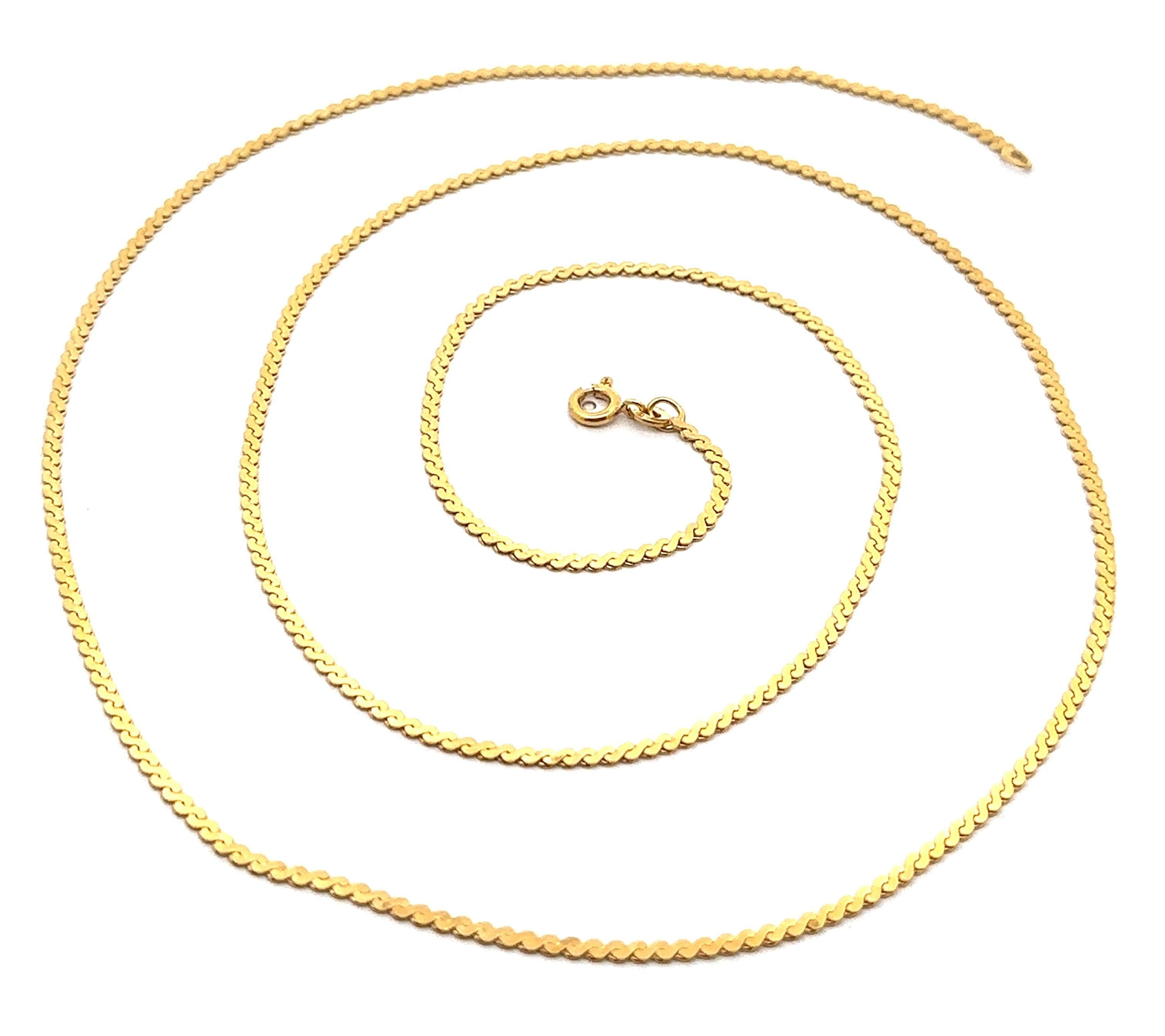 Collana vintage in oro giallo 18k con catena a S lunga 30