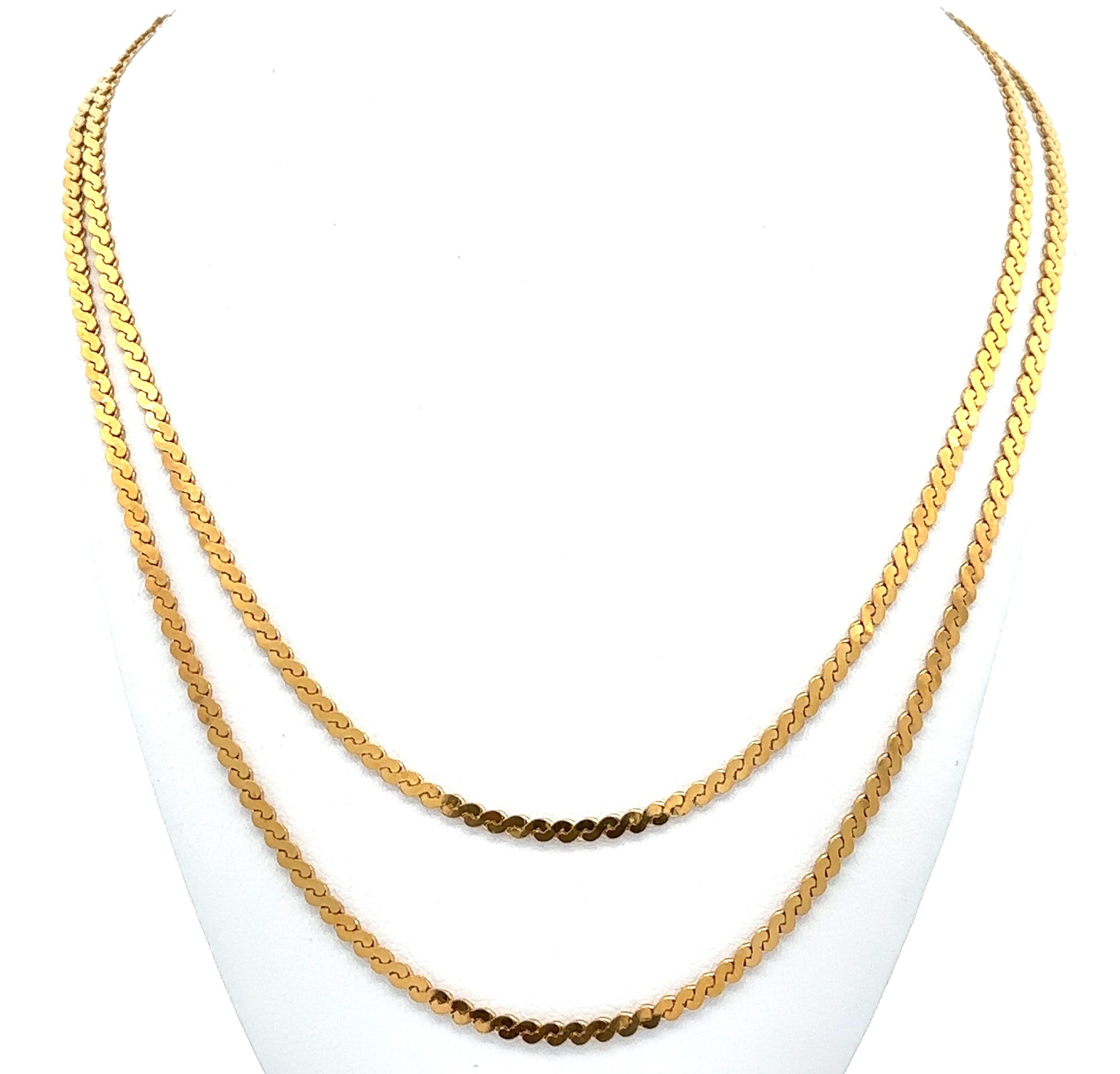 Donna Collana vintage in oro giallo 18k con catena a S lunga 30