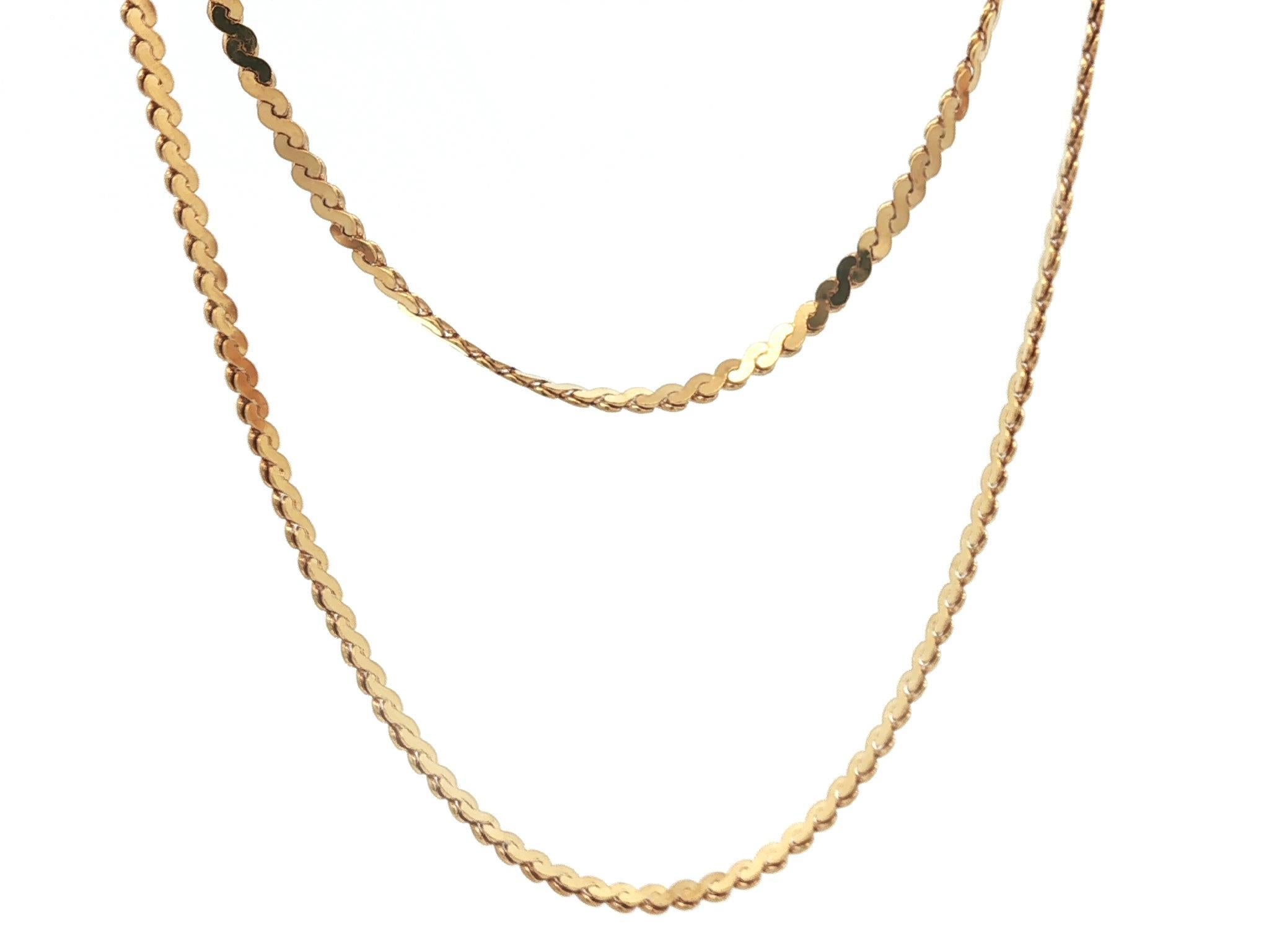 Collana vintage in oro giallo 18k con catena a S lunga 30