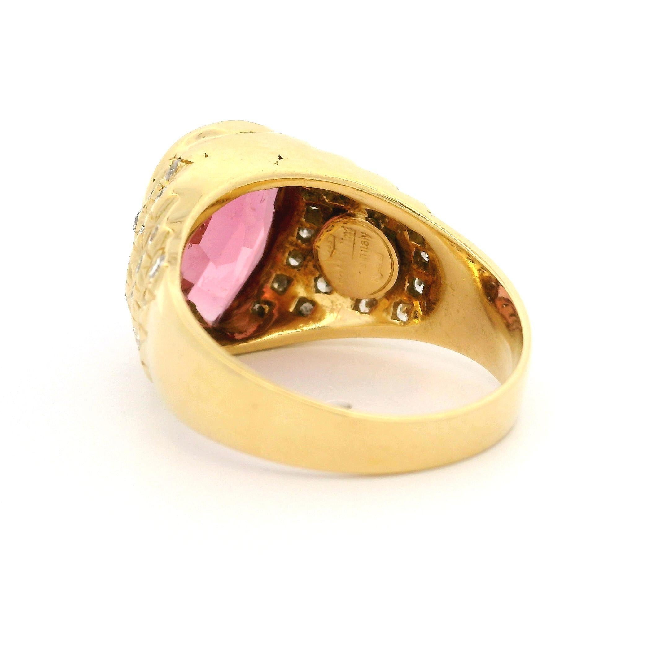 --Stone(s):--
(1) Natural Genuine Tourmaline - Pear Cut - Bezel Set - Very Nice Pink Color - 12.4x8.4x4.65mm - 2.75ct (approx.)
(44) Natural Genuine Diamonds - Round Brilliant Cut - Pave Set - F/G Color - VS1/VS2 Clarity - 0.75ctw (approx.)
Total