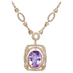 Vintage 18k Yellow Gold 39.23ct Amethyst and 2.41tcw Diamond Necklace