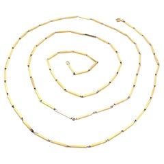 Vintage 18k Yellow Gold 41" Long Bar Link Chain Necklace