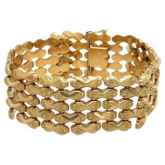 Retro 18k Yellow Gold 5 Row Wide Link Bracelet