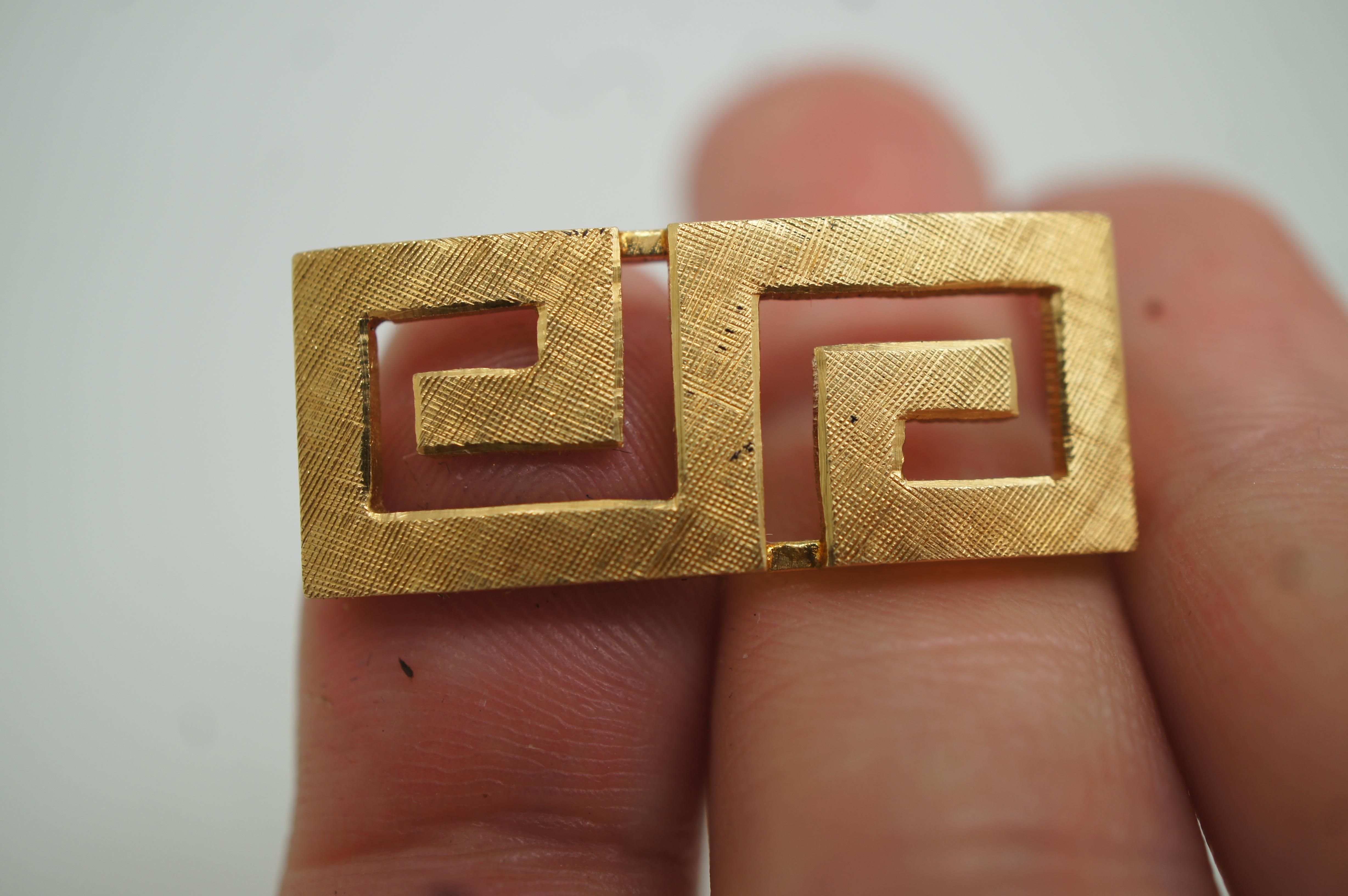 Unknown Vintage 18k Yellow Gold 585 Geometric Greek Key Mens Jewelry Cuff Links 15g For Sale