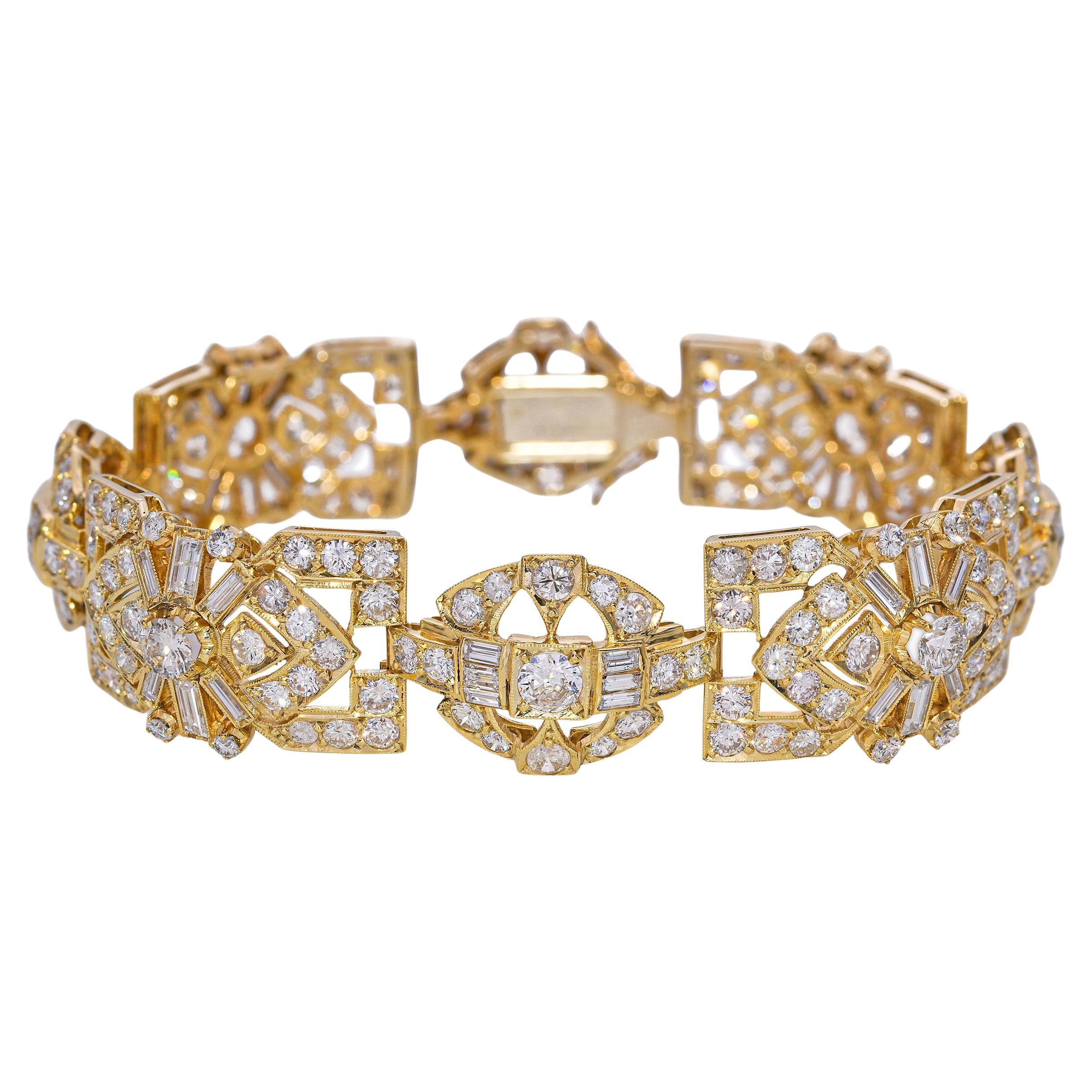 Vintage 18k Yellow Gold 8.01tcw Diamond Motif Bracelet