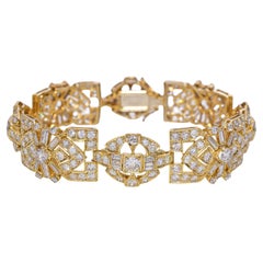 Bracciale vintage in oro giallo 18k con motivo di diamanti da 8,01tcw