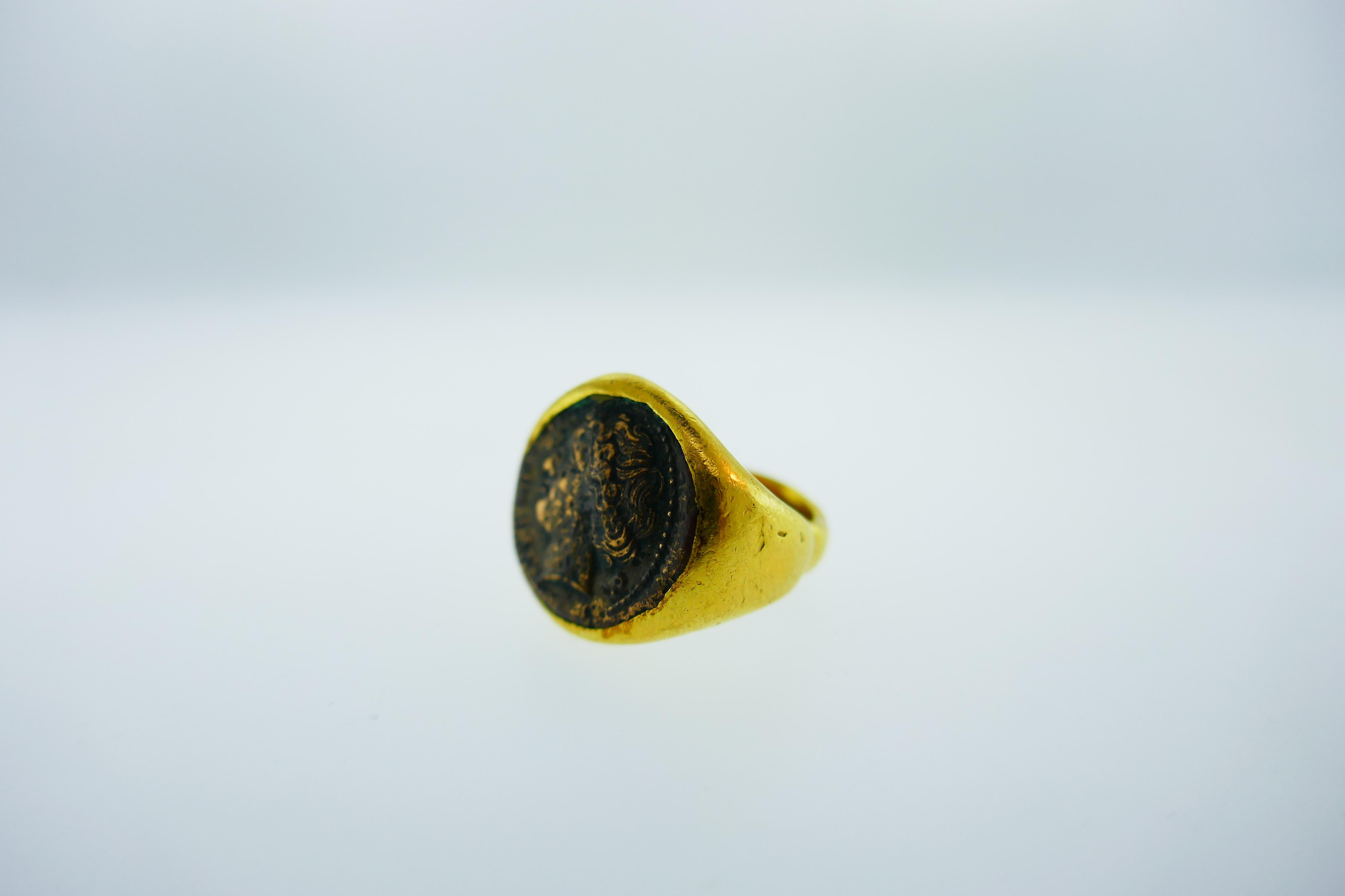 18k gold coin ring