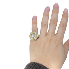 Vintage 18k Yellow Gold and 14k White Gold Diamond Dome Cocktail Ring