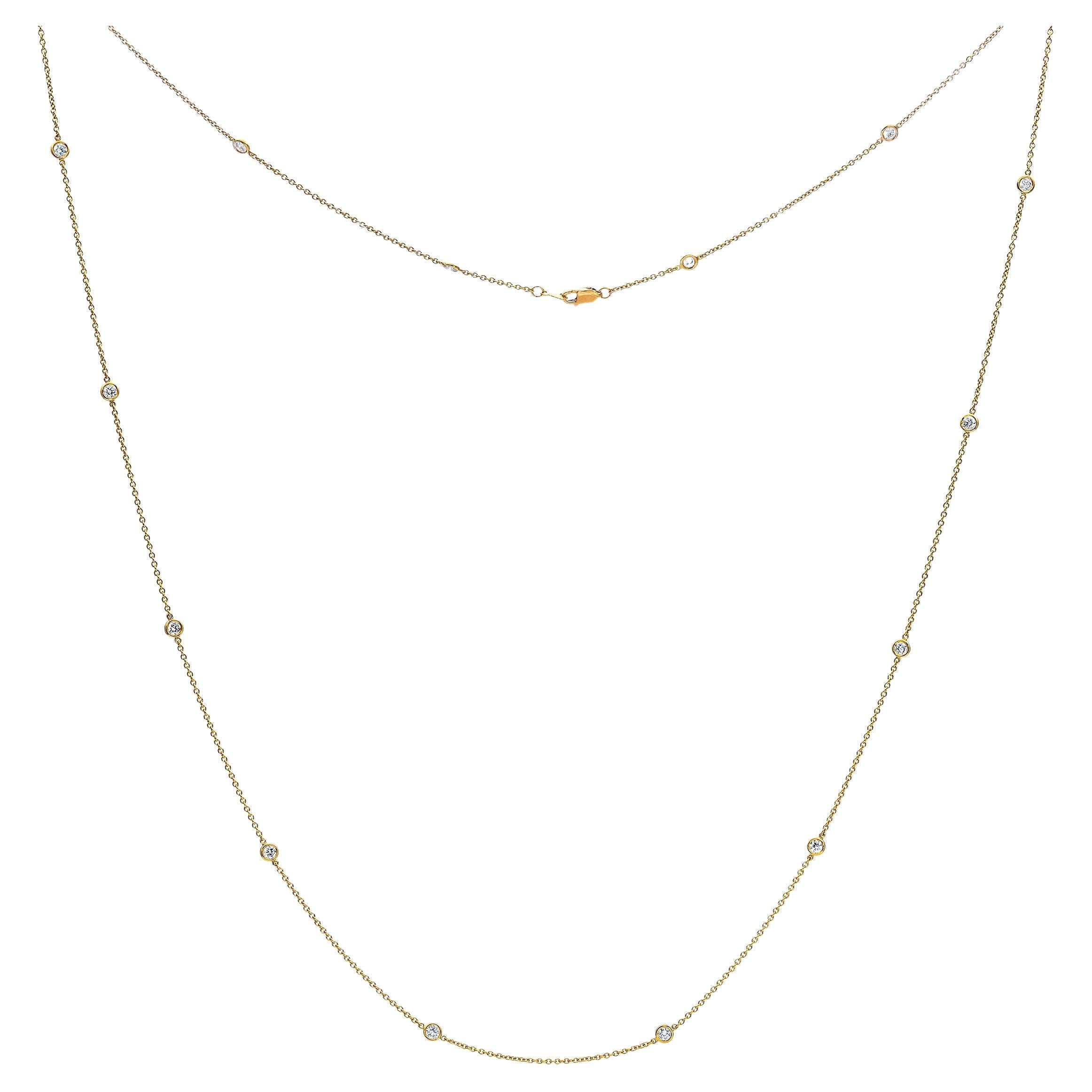 Vintage 18k Yellow Gold and 1.75tcw Diamond Link Station Necklace (Collier à maillons en or jaune 18k et diamants 1.75tcw)