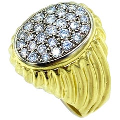Vintage 18K Yellow Gold and Diamond Cluster Ring 