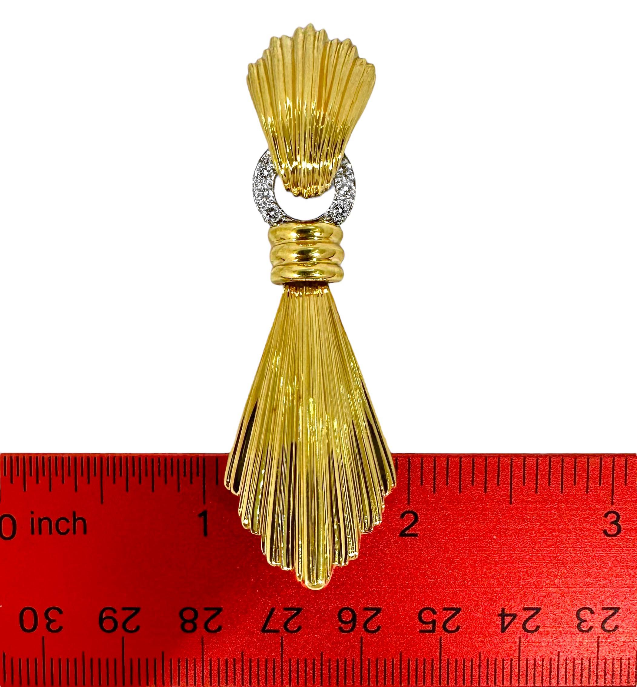Vintage 18K Gelbgold und Diamant Duster Ohrringe knapp unter 2 3/4 Zoll lang im Angebot 2