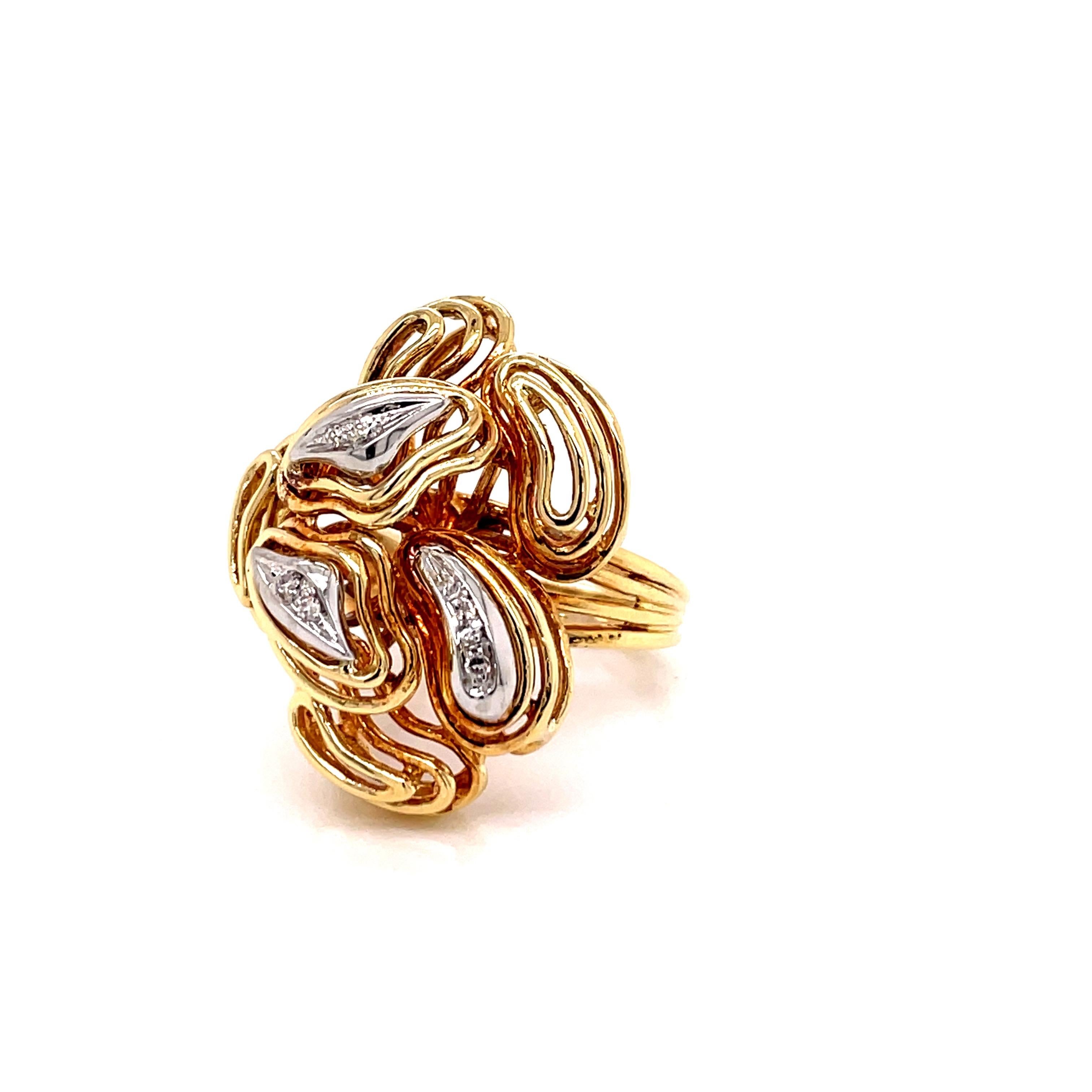 Women's Vintage 18K Yellow Gold and Diamond Paisley Ring