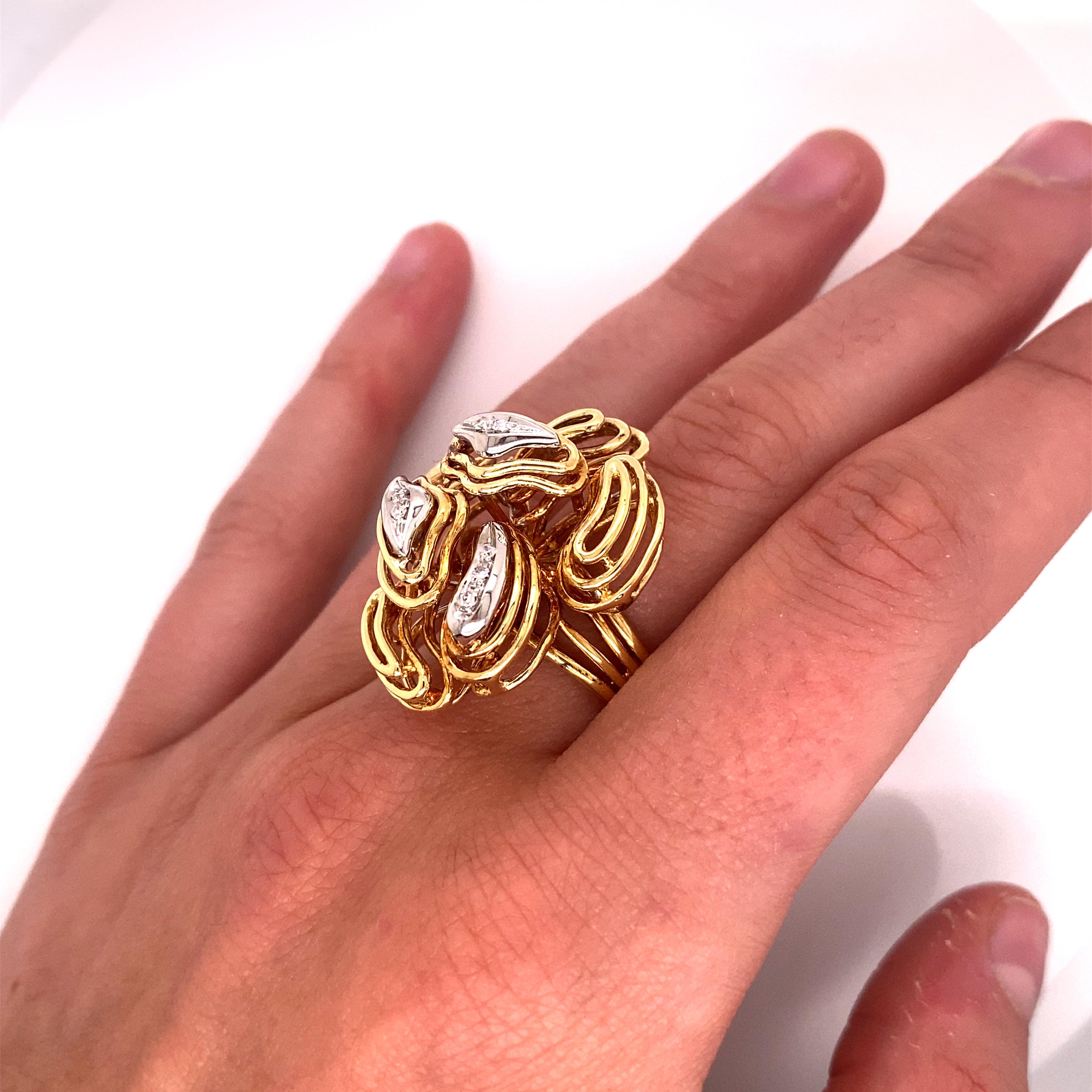 Vintage 18K Yellow Gold and Diamond Paisley Ring 1