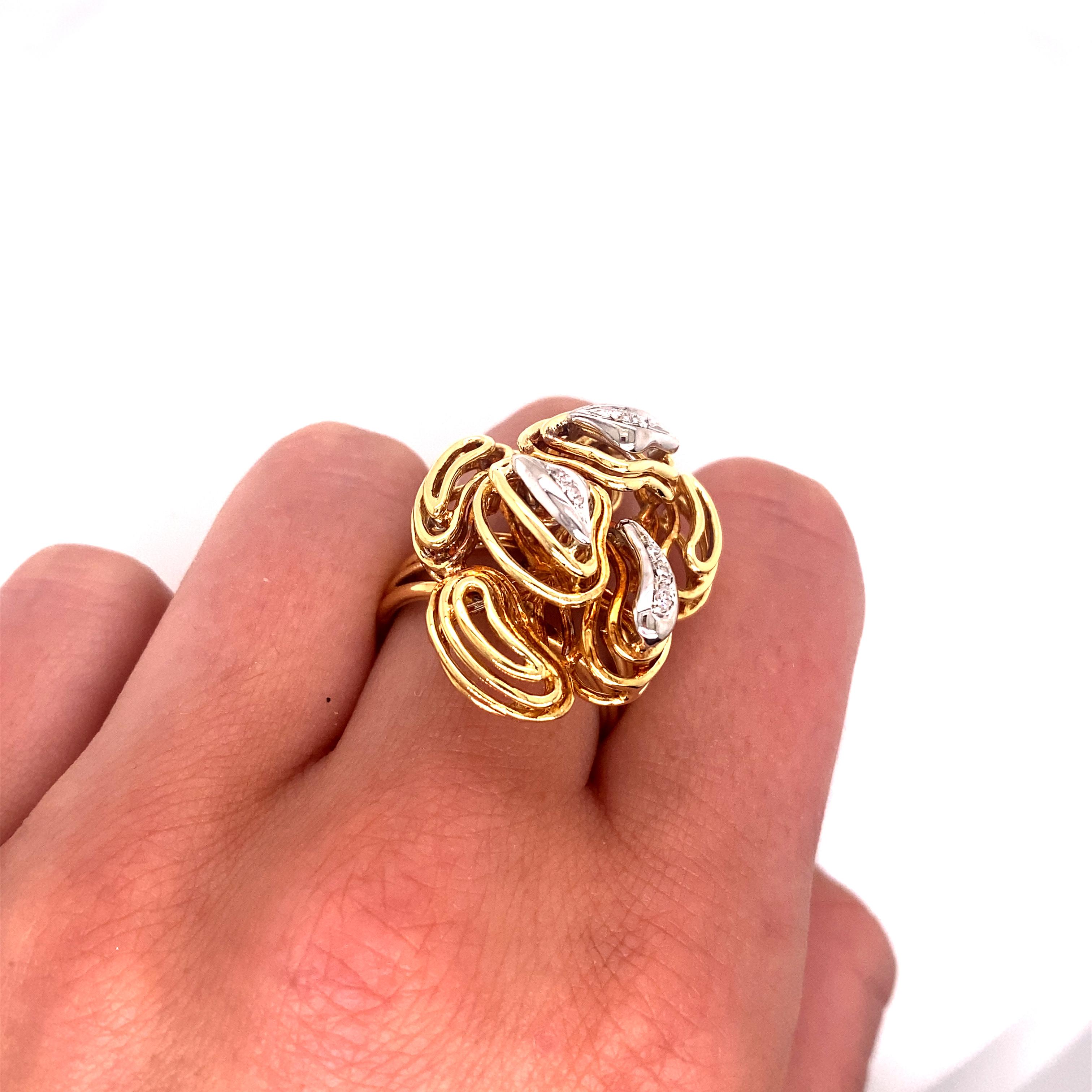 Vintage 18K Yellow Gold and Diamond Paisley Ring 3