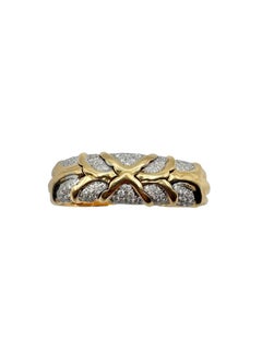 Vintage 18K Yellow Gold and Diamond Pavé Crossover Bracelet