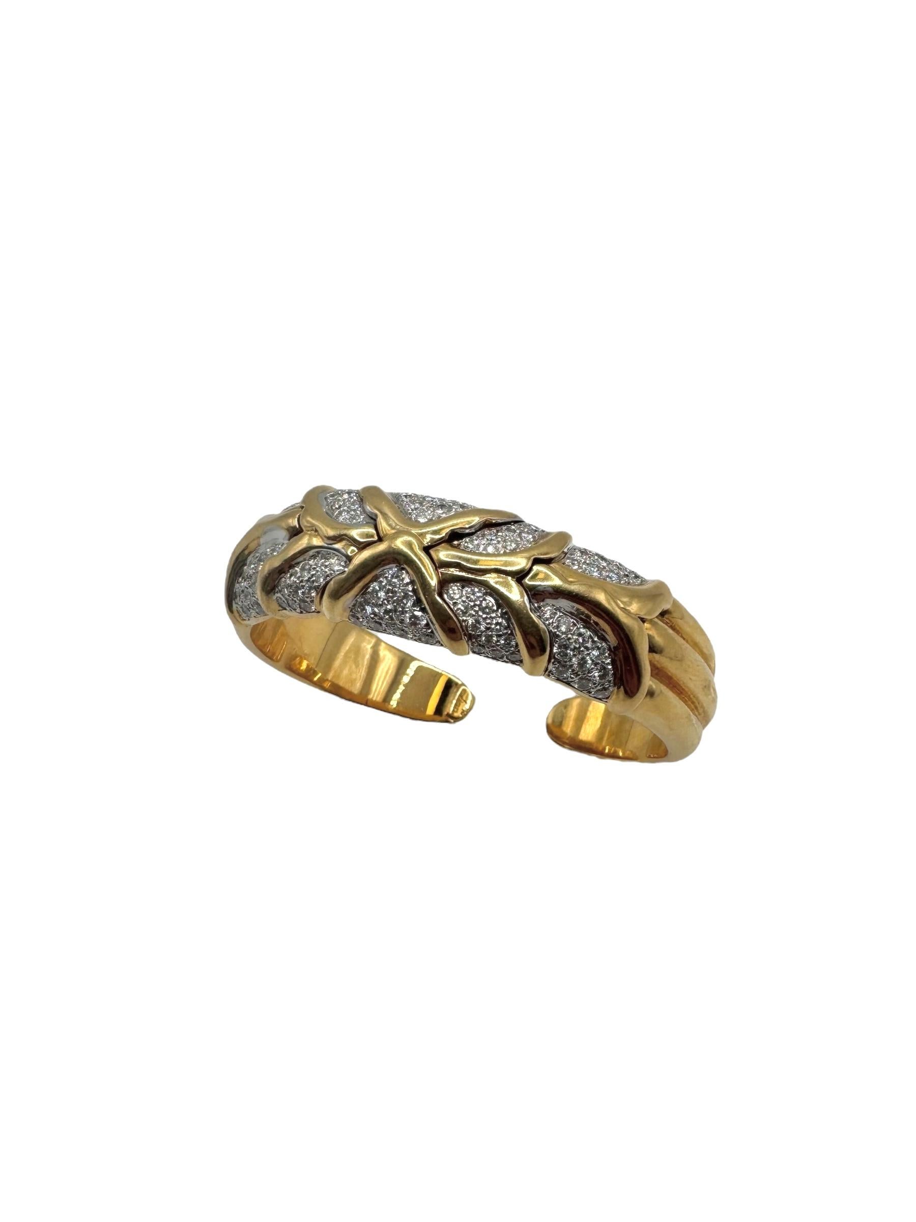 Bracelet croisé vintage en or jaune 18K et pavé de diamants en vente 4
