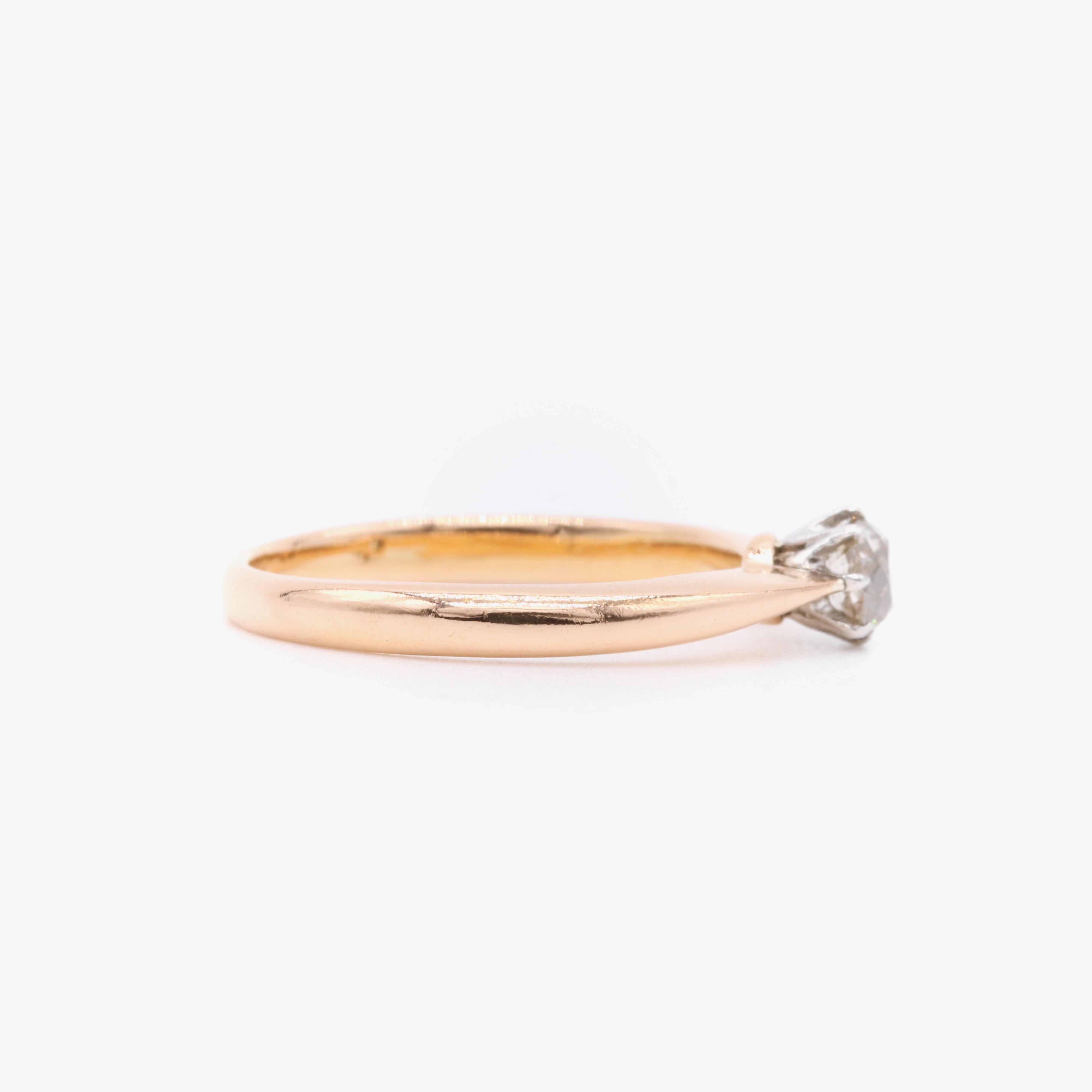 Vintage 18K Yellow Gold and Platinum 0.24ct Old Cut Diamond Solitaire Ring For Sale 1