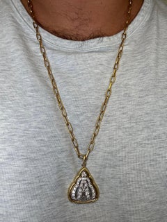 Vintage 18K Yellow Gold and Platinum Diamond Pendant Necklace