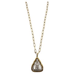 Collier pendentif vintage en or jaune 18K et platine avec diamants
