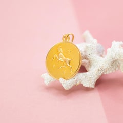 Vintage 18K Yellow Gold Aries Zodiac Charm Pendant, Italy, 1960s