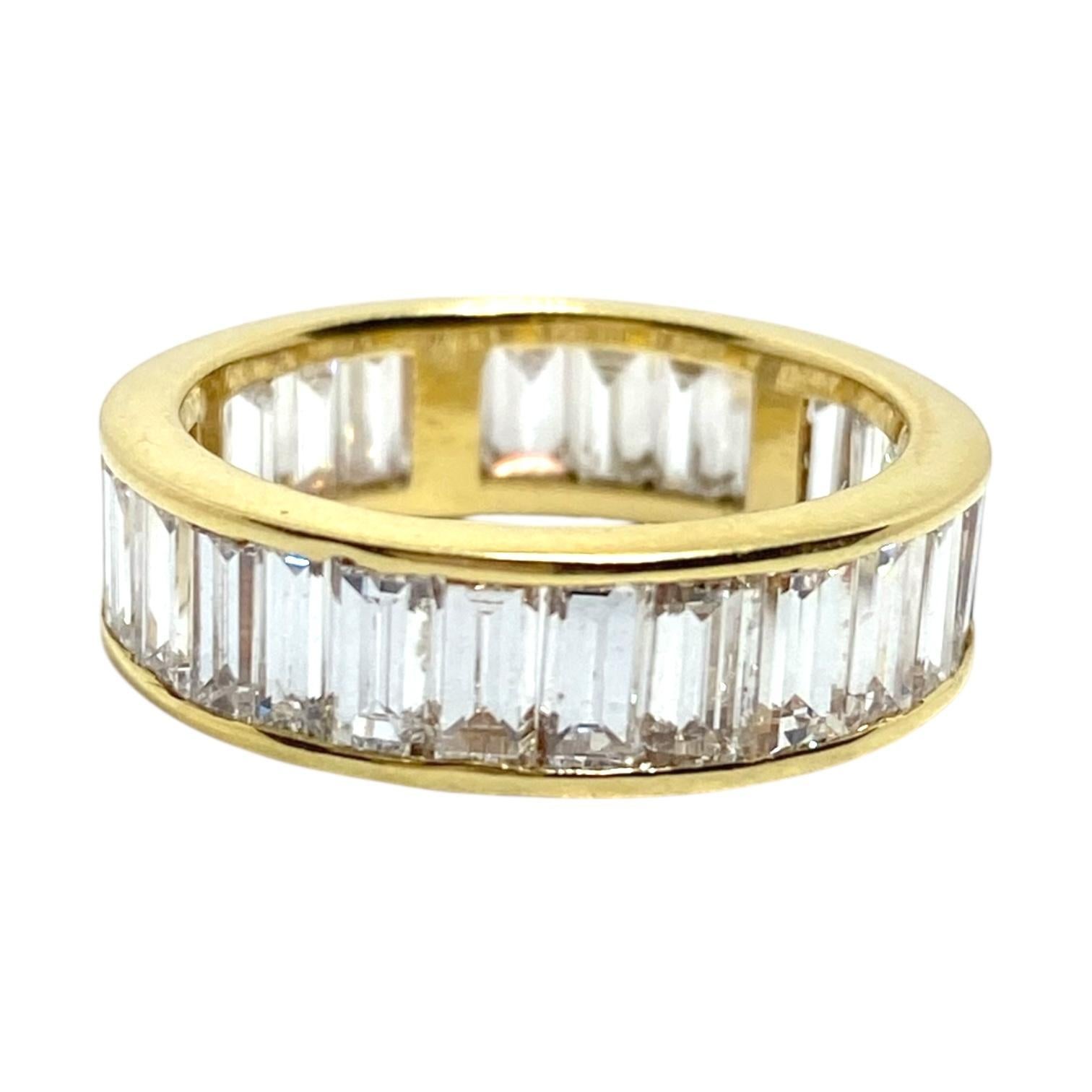 Vintage 18K Yellow Gold Baguette Cut Diamond Eternity Band For Sale at ...