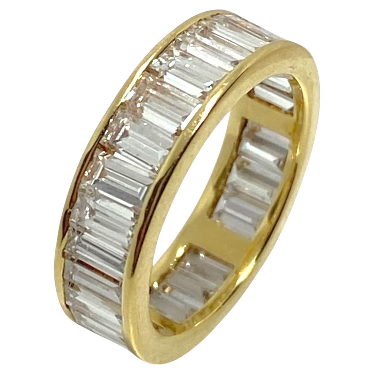 Vintage 18K Yellow Gold Baguette Cut Diamond Eternity Band For Sale at ...