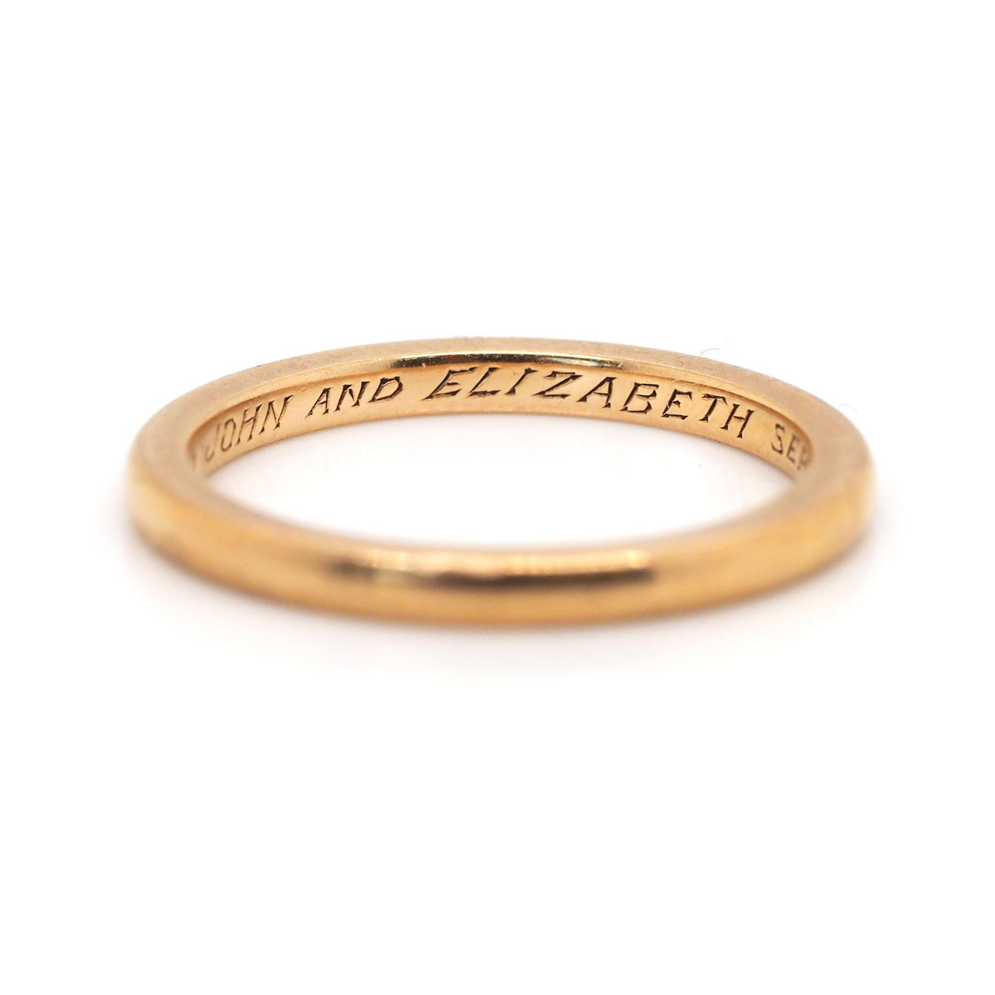 Alianza de boda fina vintage de oro amarillo de 18 quilates Bailey, Banks & Biddle Corte pera en venta