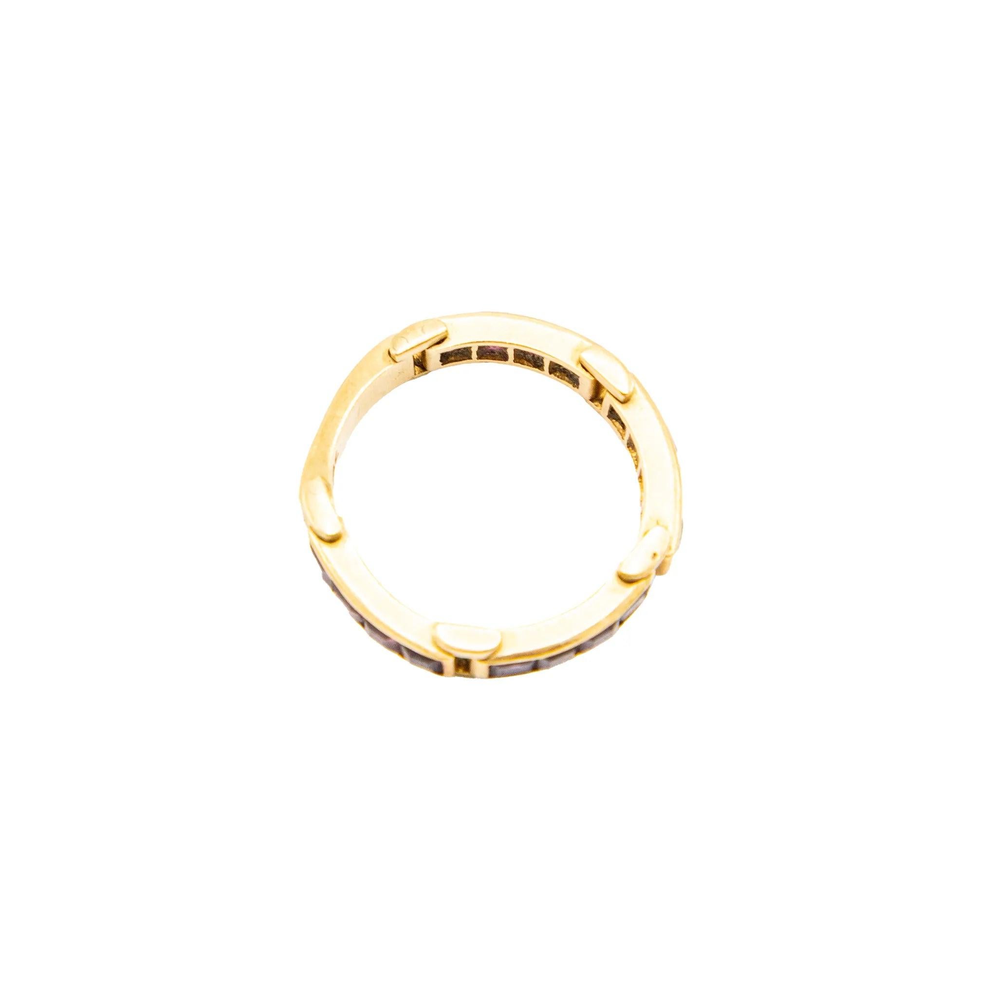 Bague vintage en or jaune 18 carats avec rubis en serti clos - années 80 en vente 3