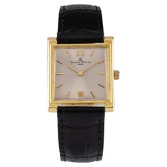 Retro 18k Yellow Gold Baume & Mercier Hand-Winding Watch w/ Off-White Dial