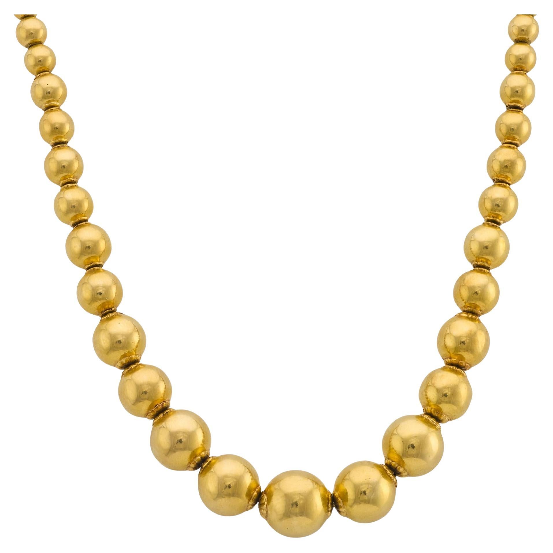 Collana di perline in oro giallo 18 carati vintage