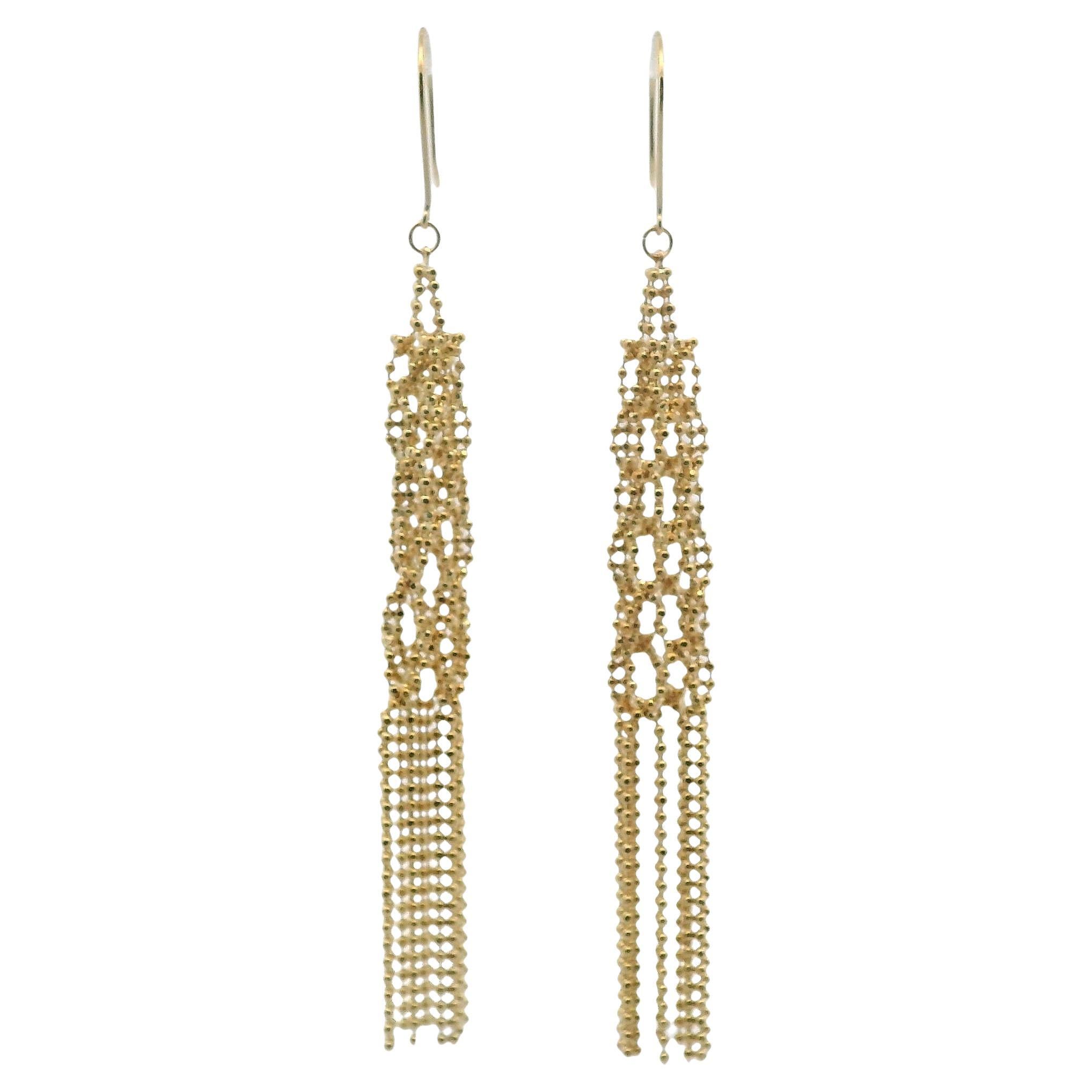 Orecchini a catena con perline in oro giallo 18k Vintage