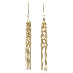 Orecchini a catena con perline in oro giallo 18k Vintage
