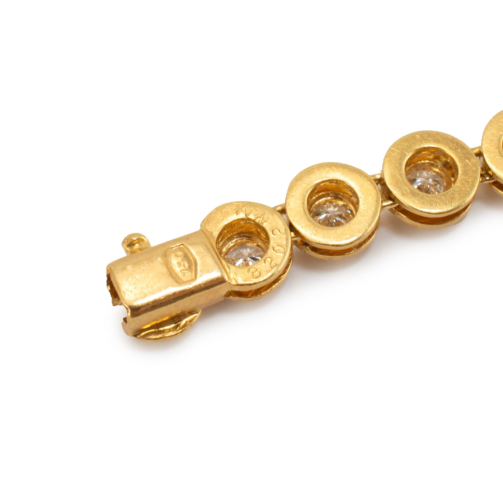 Collar de eslabones vintage de oro amarillo de 18 quilates con bisel y diamantes de 14,57 ct en venta 1
