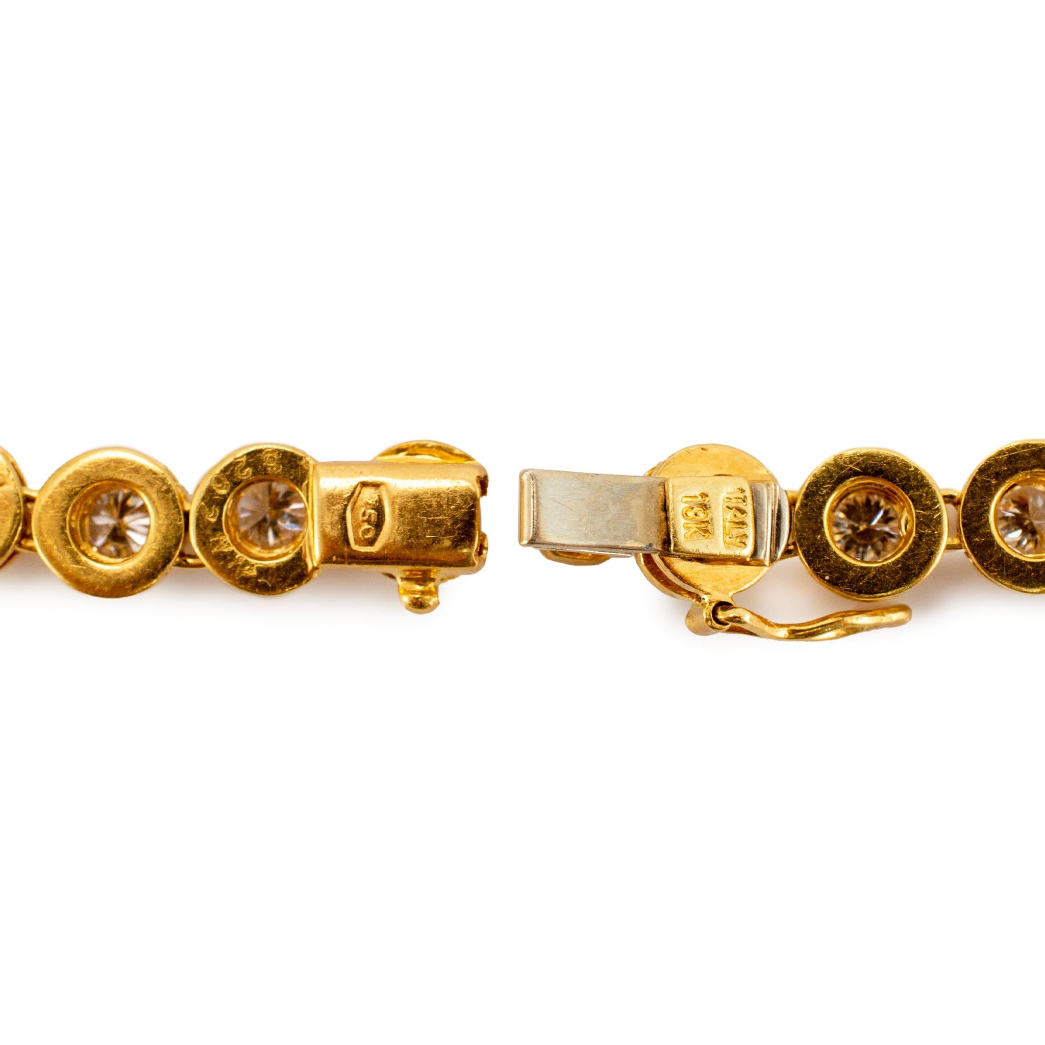 Collar de eslabones vintage de oro amarillo de 18 quilates con bisel y diamantes de 14,57 ct en venta 2