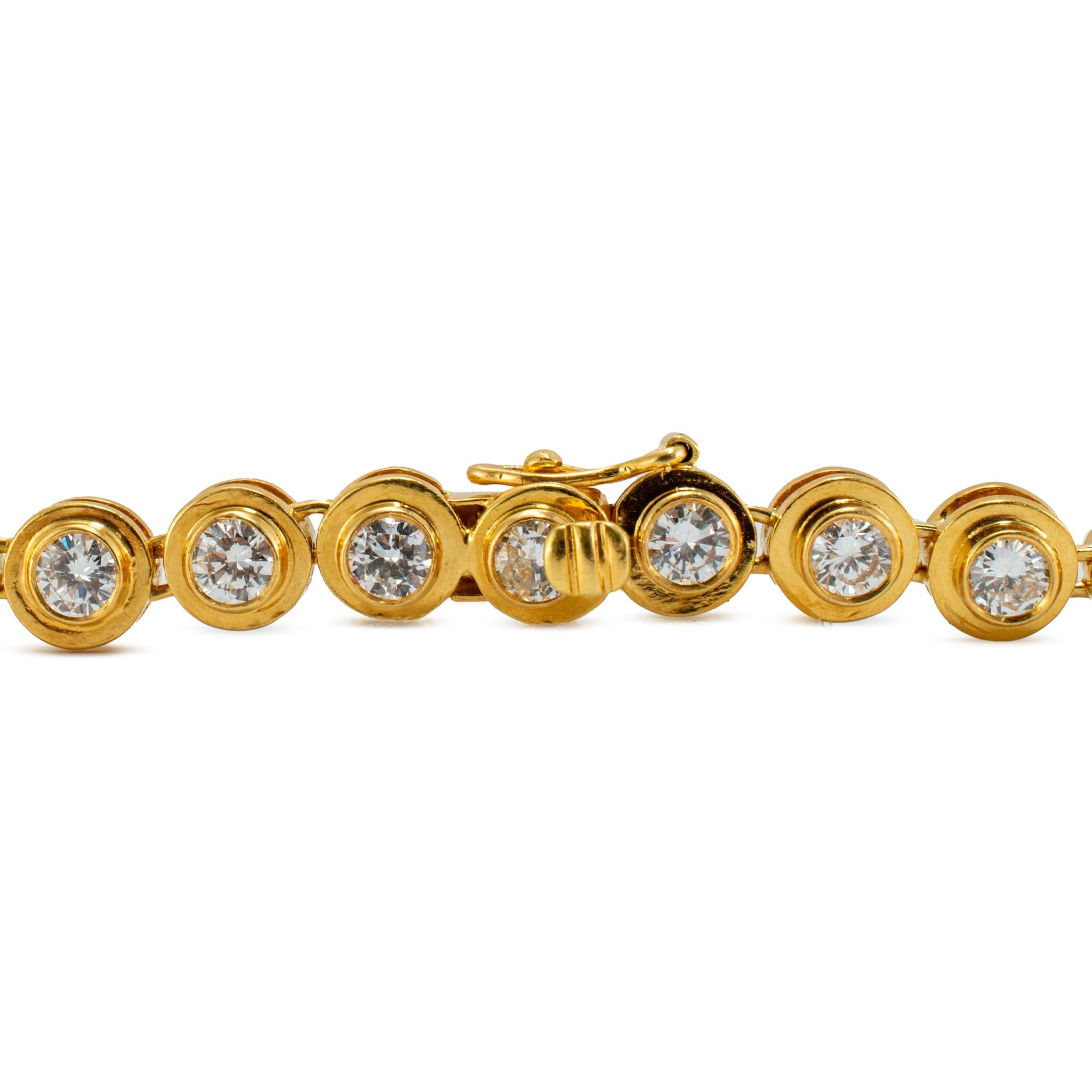 Collar de eslabones vintage de oro amarillo de 18 quilates con bisel y diamantes de 14,57 ct en venta 3