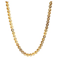 Collar de eslabones vintage de oro amarillo de 18 quilates con bisel y diamantes de 14,57 ct