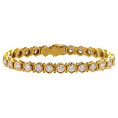 Vintage 18K Yellow Gold Bezel-Set Diamond Tennis Bracelet – 8.40 Ct G-H VS2/SI1
